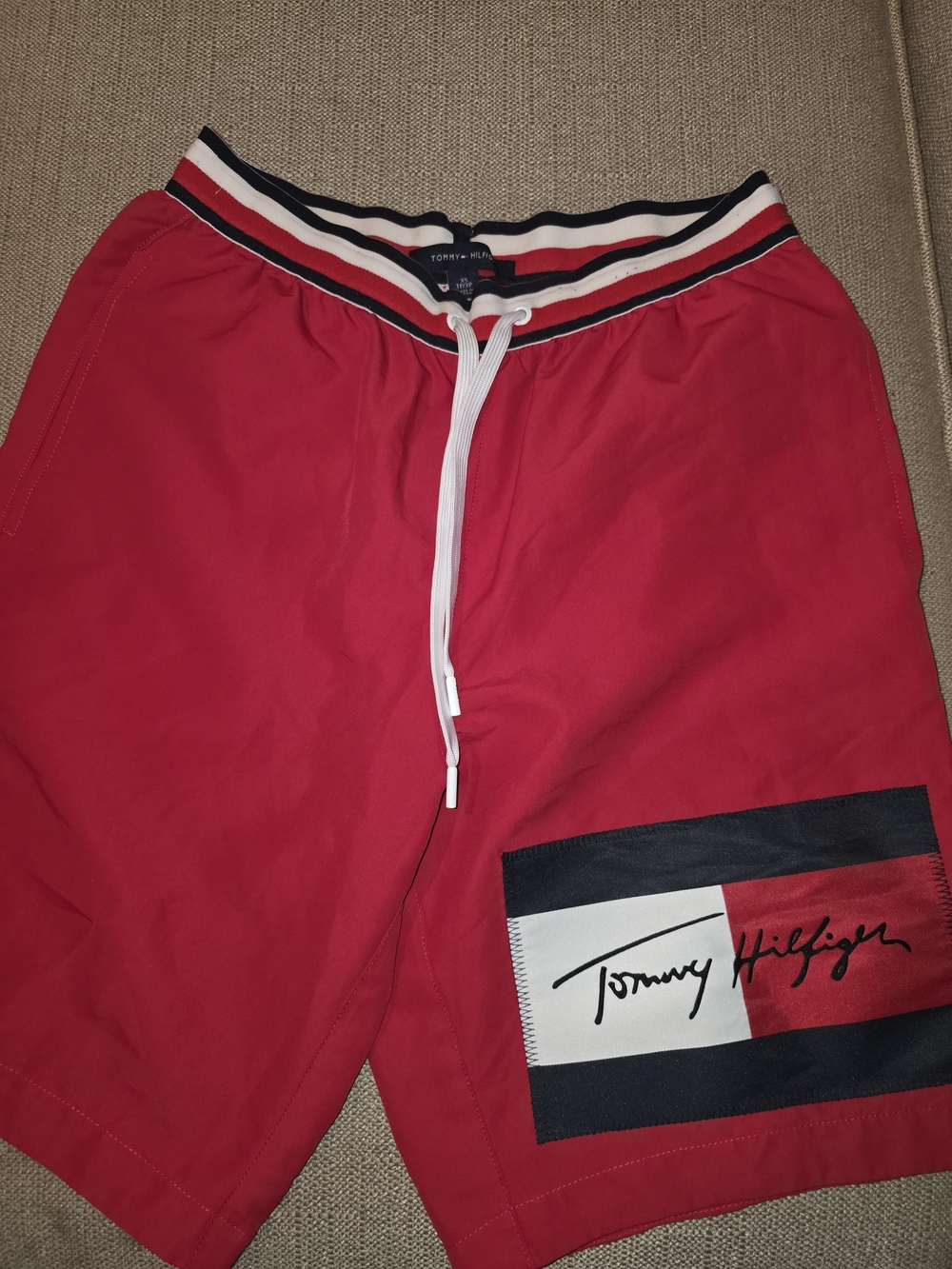 Tommy Hilfiger Men’s Red Logo Swim Shorts